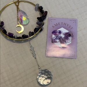 Amethyst Gold and Purple Moon Charm Window Crystal